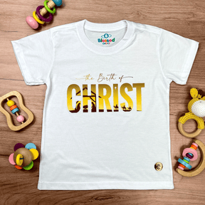 T-Shirt Infantil Branca The Birth Of Christ