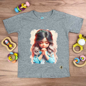 T-Shirt Infantil Cinza Menina Orando