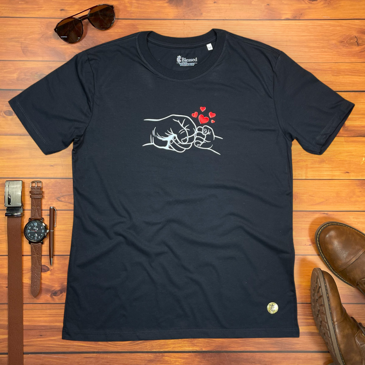 Camiseta Masculina Preta Toque de Pai e Filho(a)