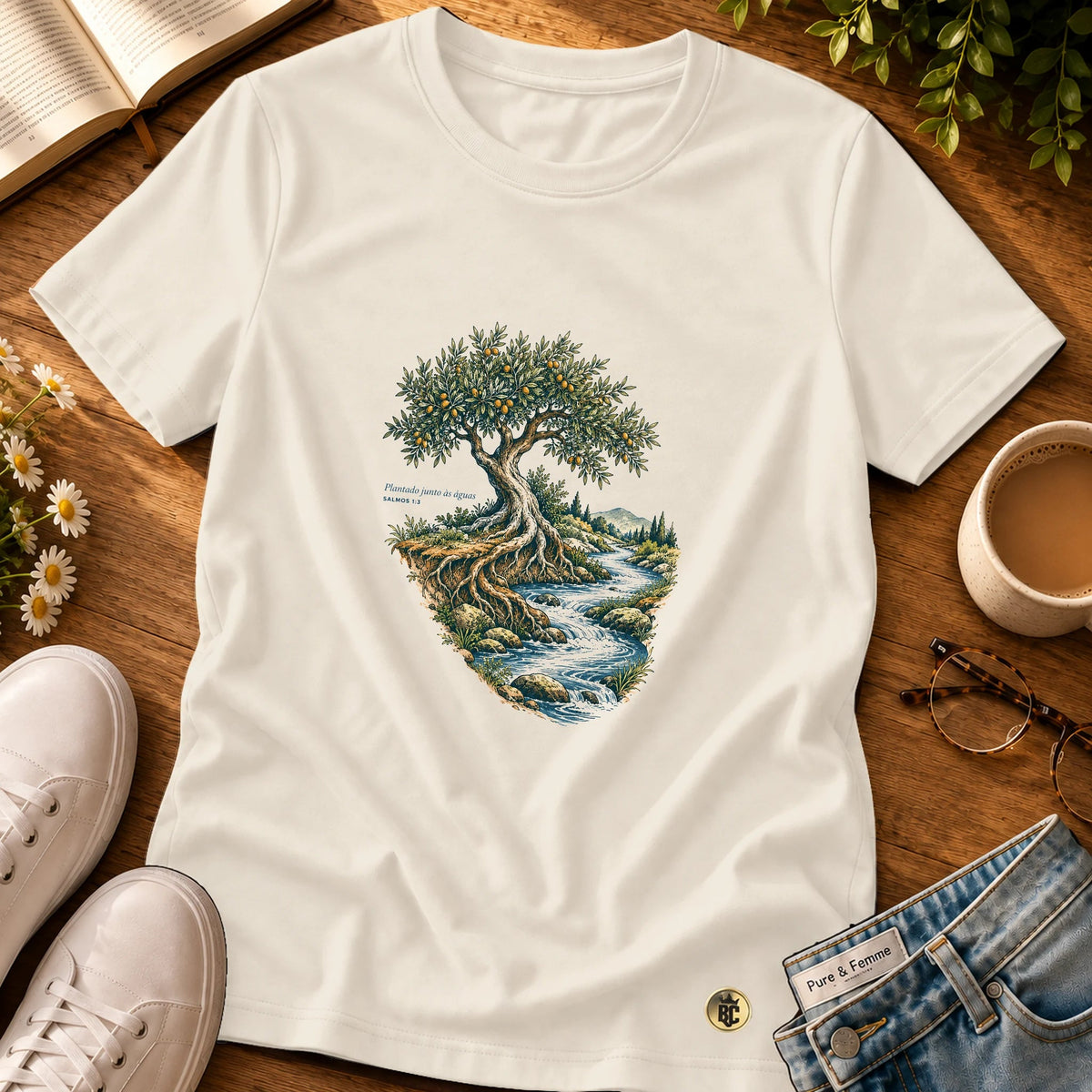 Camiseta Feminina Off White Plantado junto às águas