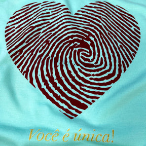 Camiseta Feminina Verde Menta Coração Digital Você É Única