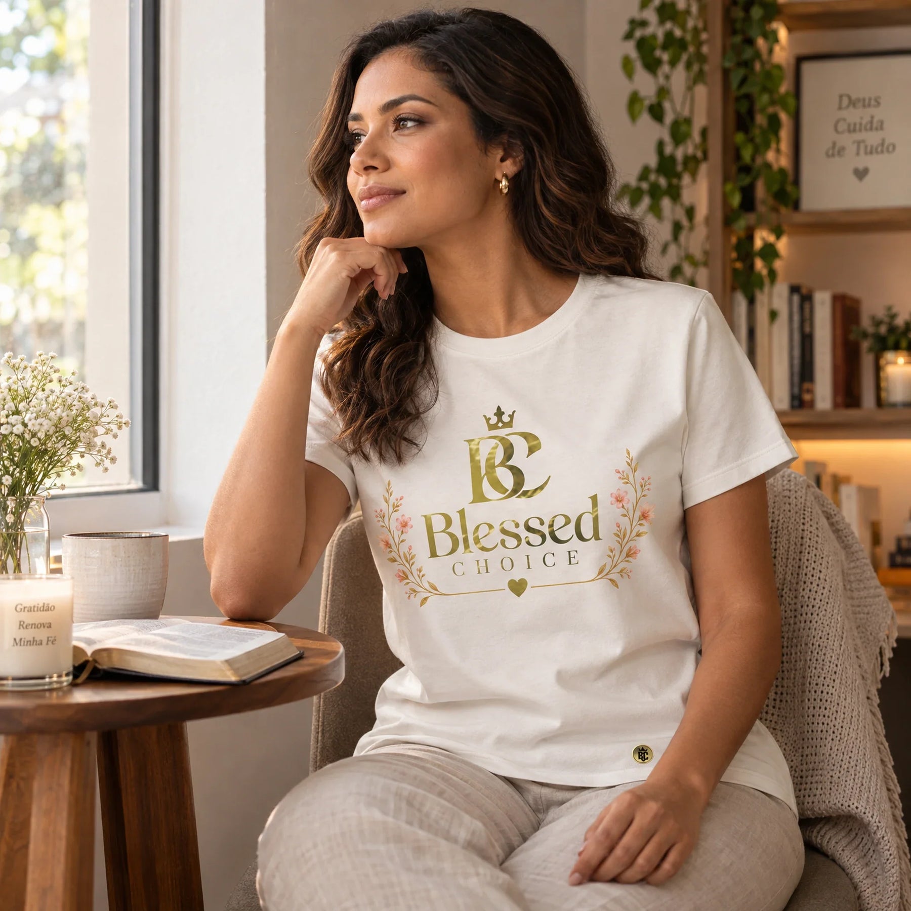 Camiseta Feminina Off White Blessed Choice — Ambientada 04