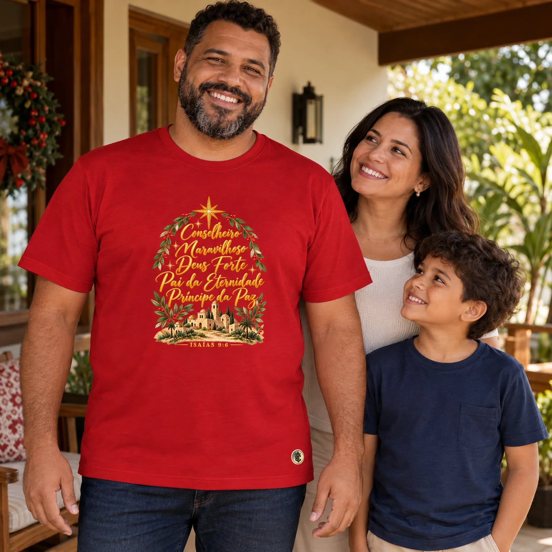 Camiseta Masculina Vermelha Conselheiro Maravilhoso — Ambientada 03