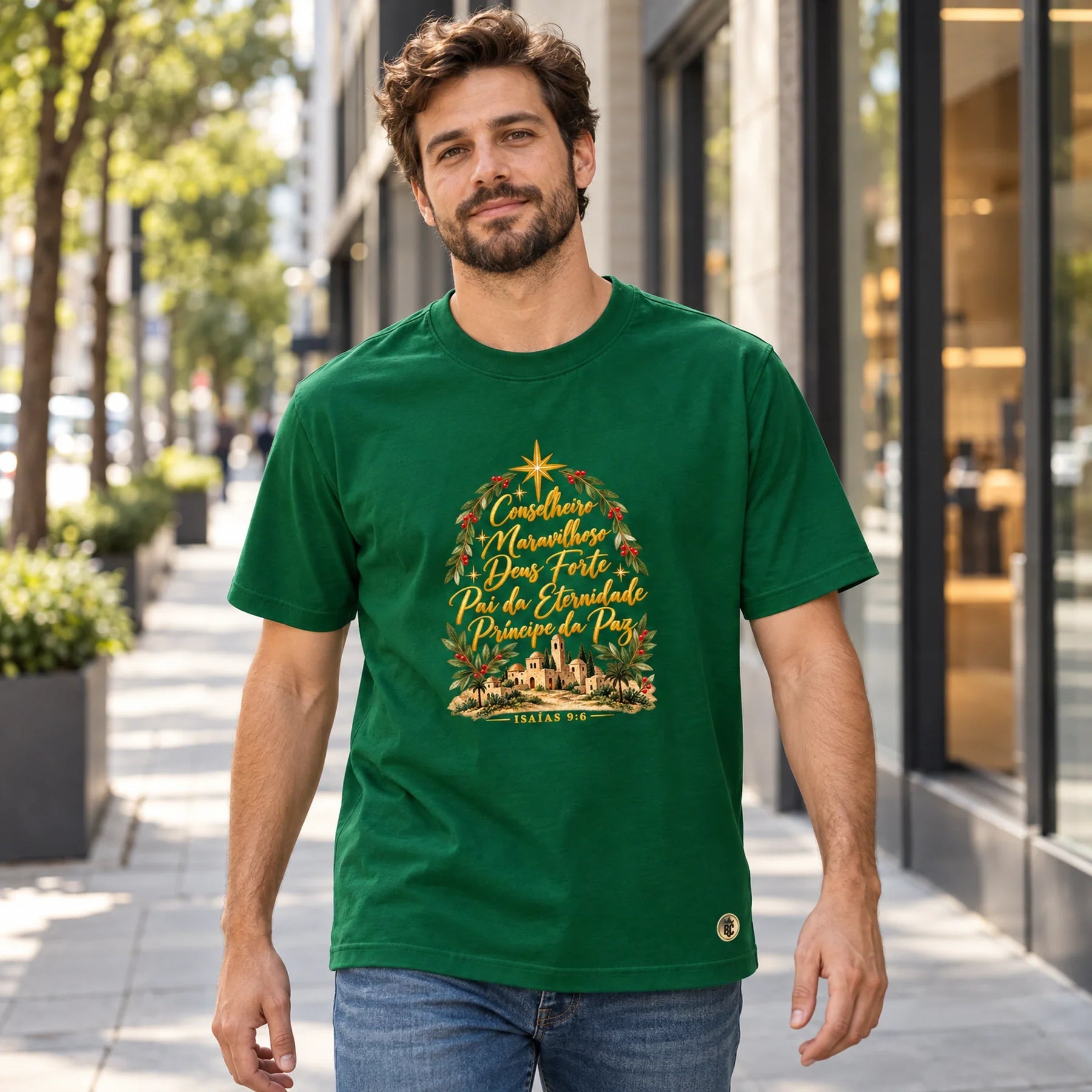 Camiseta Masculina Verde Conselheiro Maravilhoso — Ambientada 01