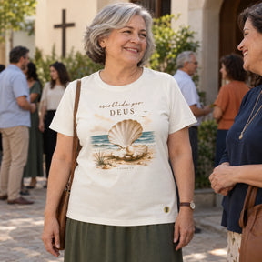 Camiseta Feminina Off White Escolhida por Deus — Ambientada 02