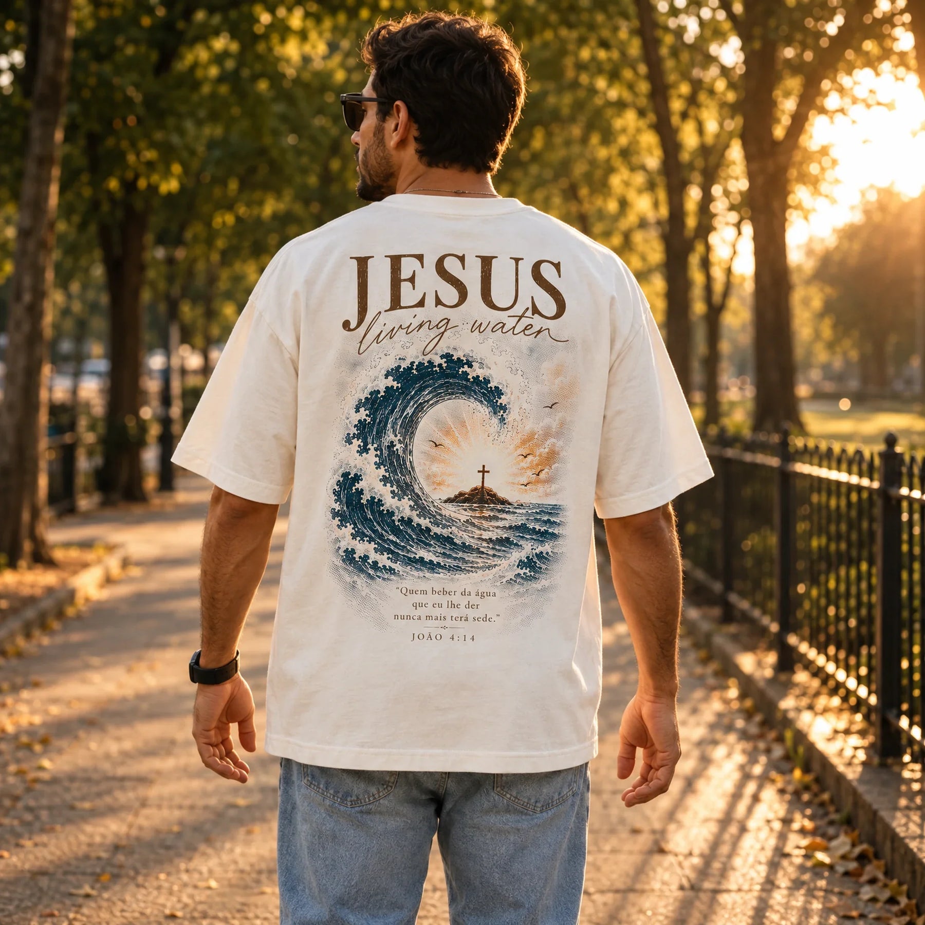 Oversized Off White Jesus Living Water — Ambientada 02