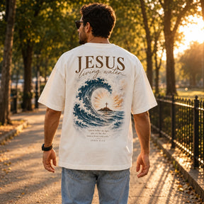 Oversized Off White Jesus Living Water — Ambientada 02