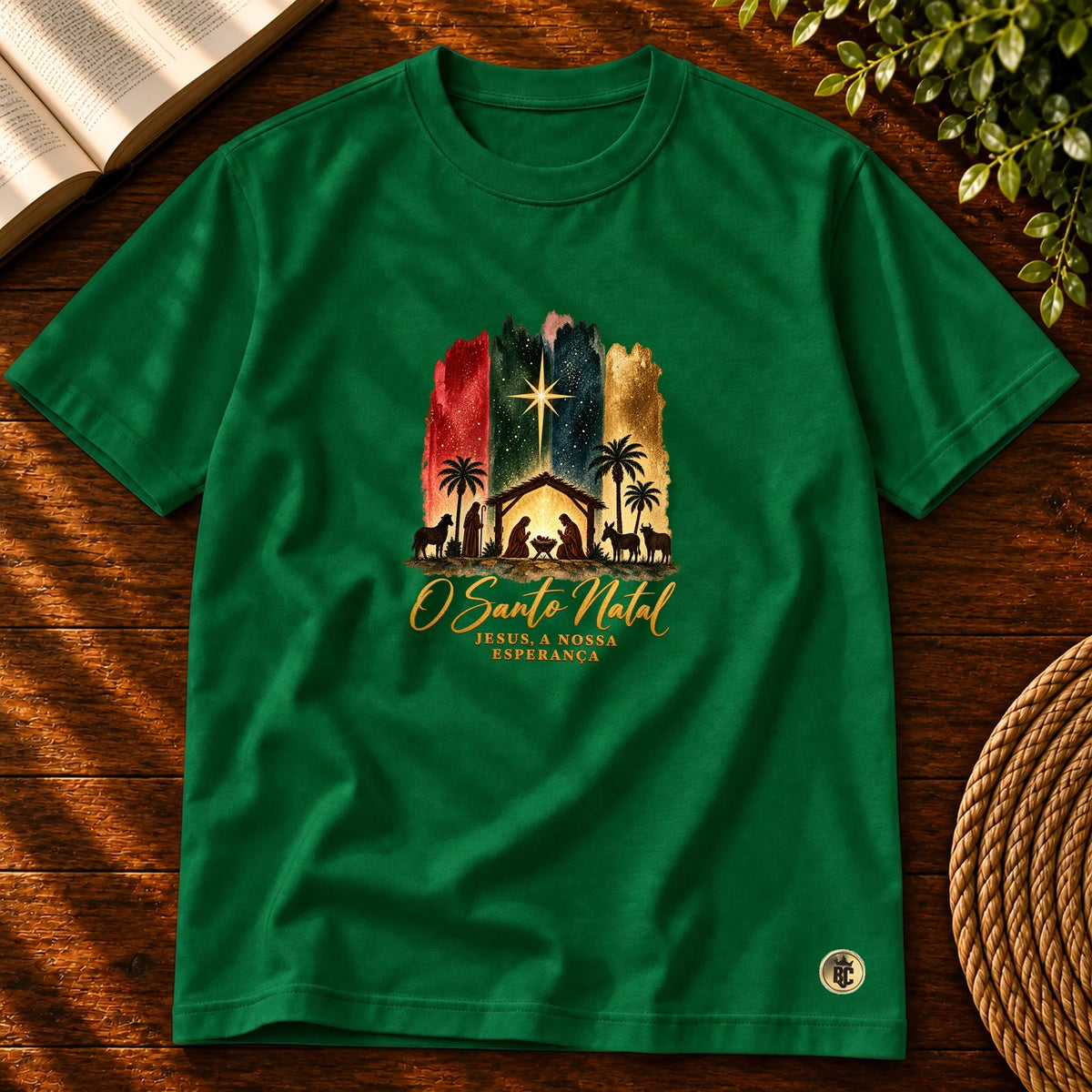 Camiseta Masculina Verde O Santo Natal — Principal 01