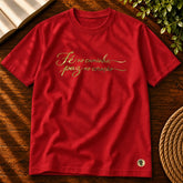 Camiseta Masculina Vermelha Fé no caminho, paz no coração — Principal 01