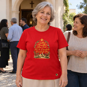 Camiseta Feminina Vermelha Conselheiro Maravilhoso — Ambientada 04