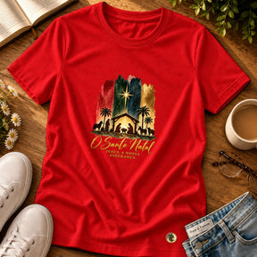 Camiseta Feminina Vermelha O Santo Natal — Principal 01