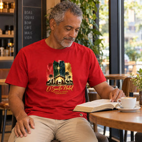 Camiseta Masculina Vermelha O Santo Natal — Ambientada 04