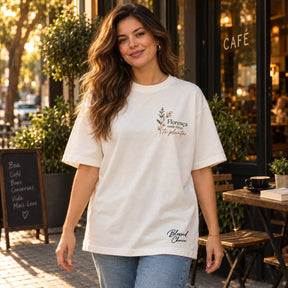 Oversized Off White Floresça onde Deus te plantar — Ambientada 01