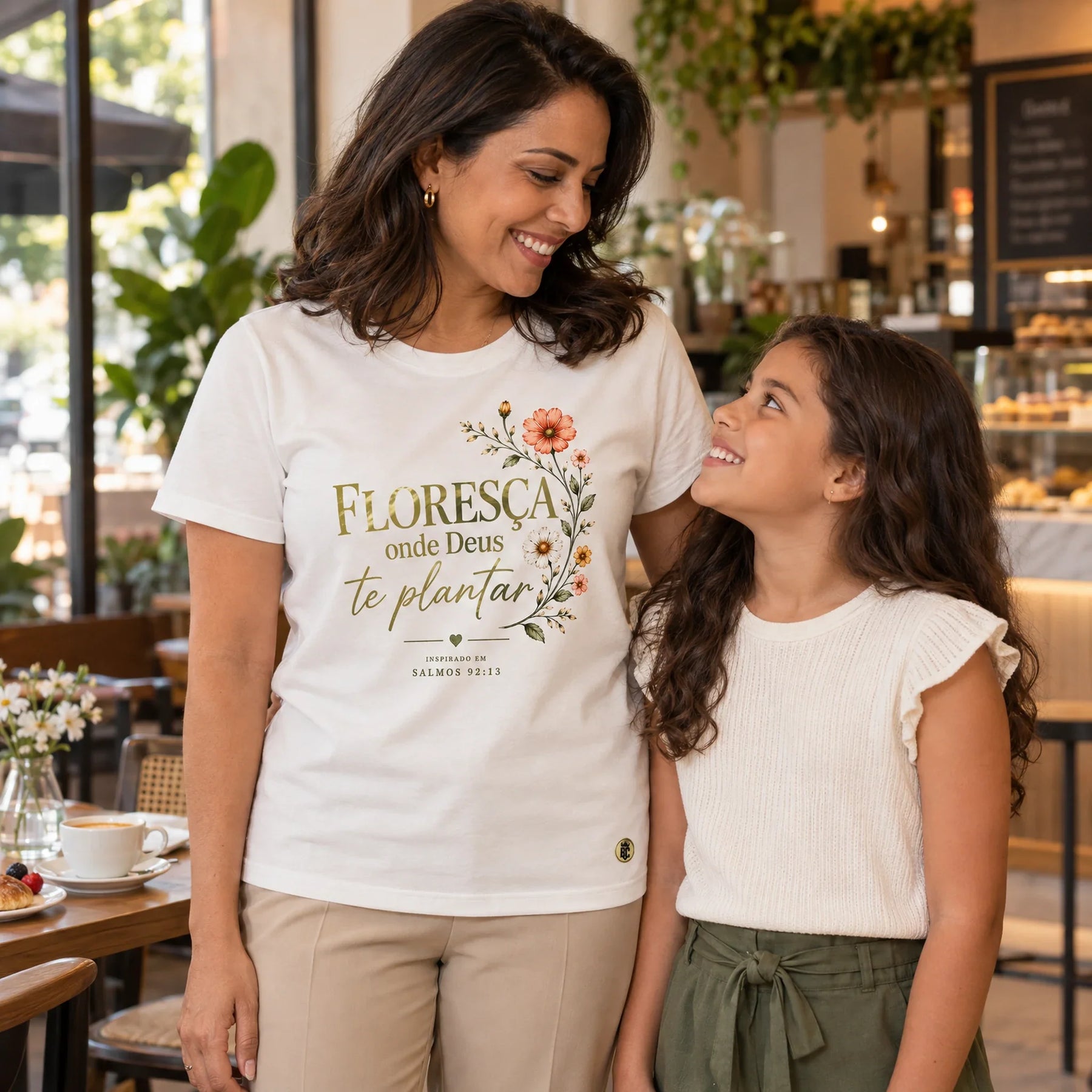 Camiseta Feminina Off White Floresça — Ambientada 02