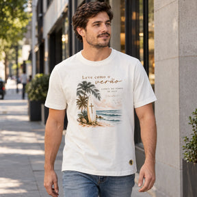 Camiseta Masculina Off White Leve Como o Verão — Ambientada 01