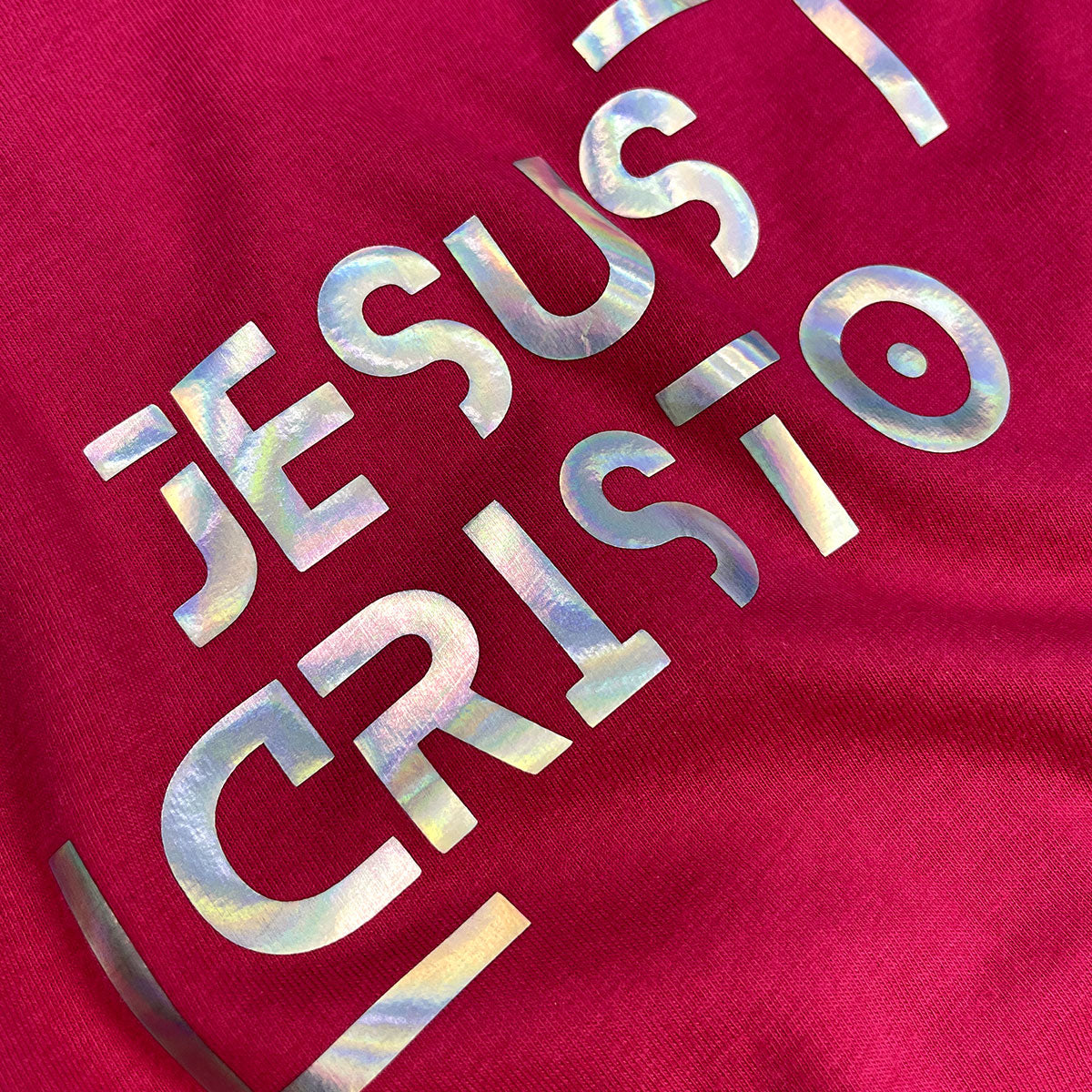 Camiseta Feminina Pink Jesus Cristo Holográfico