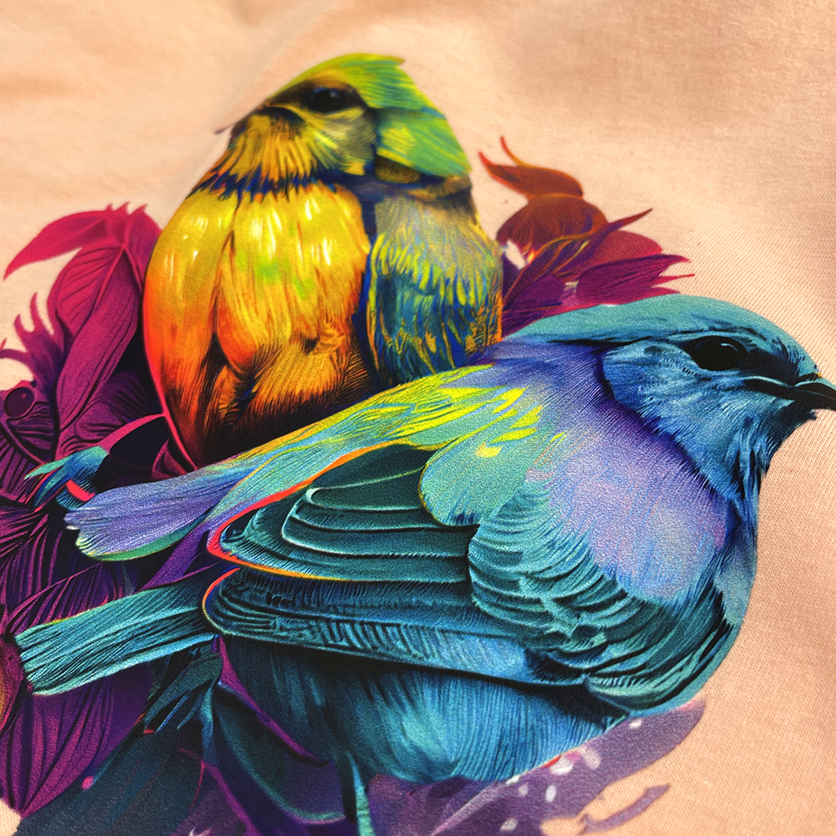 Camiseta Feminina Salmão Pássaros