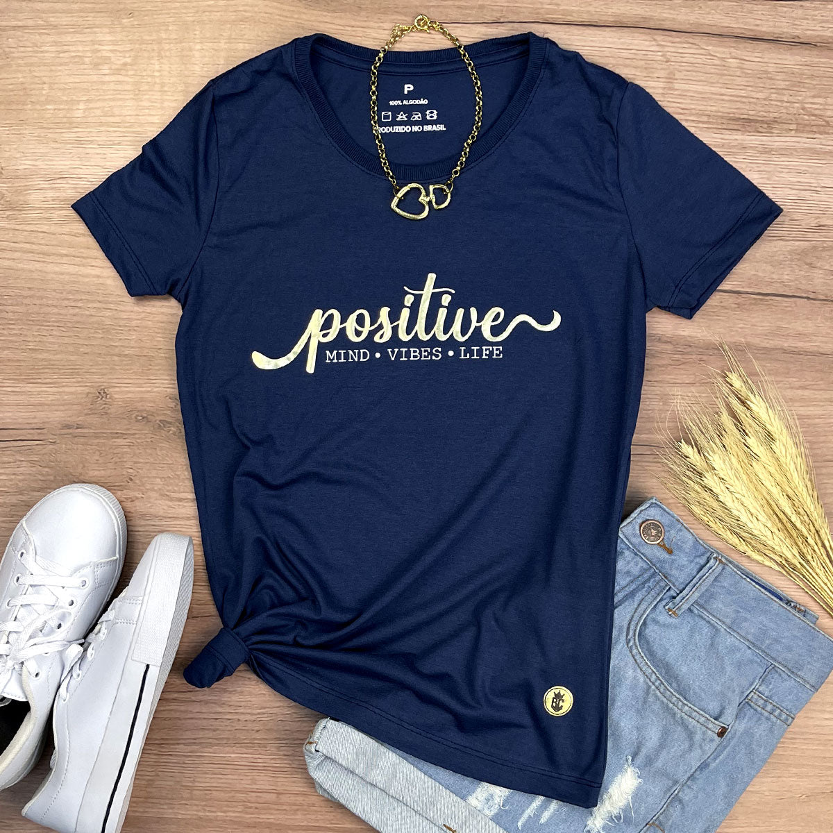 Camiseta Feminina Azul Positive