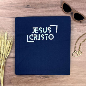 Camiseta Feminina Azul Jesus Cristo Holográfico