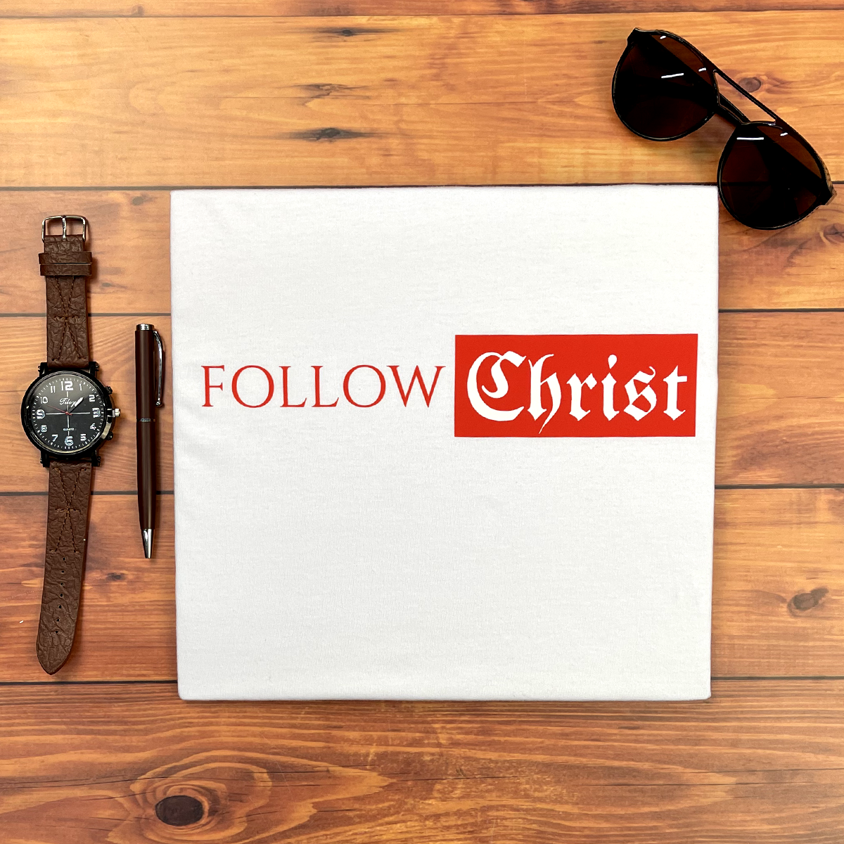 Camiseta Masculina Branca Follow Christ