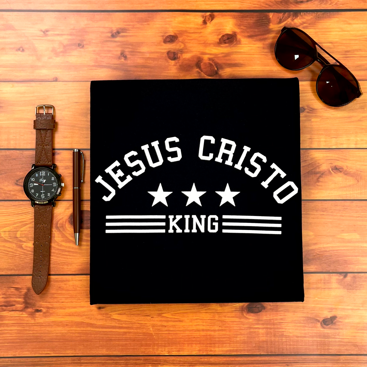 Camiseta Masculina Preta Jesus Cristo king