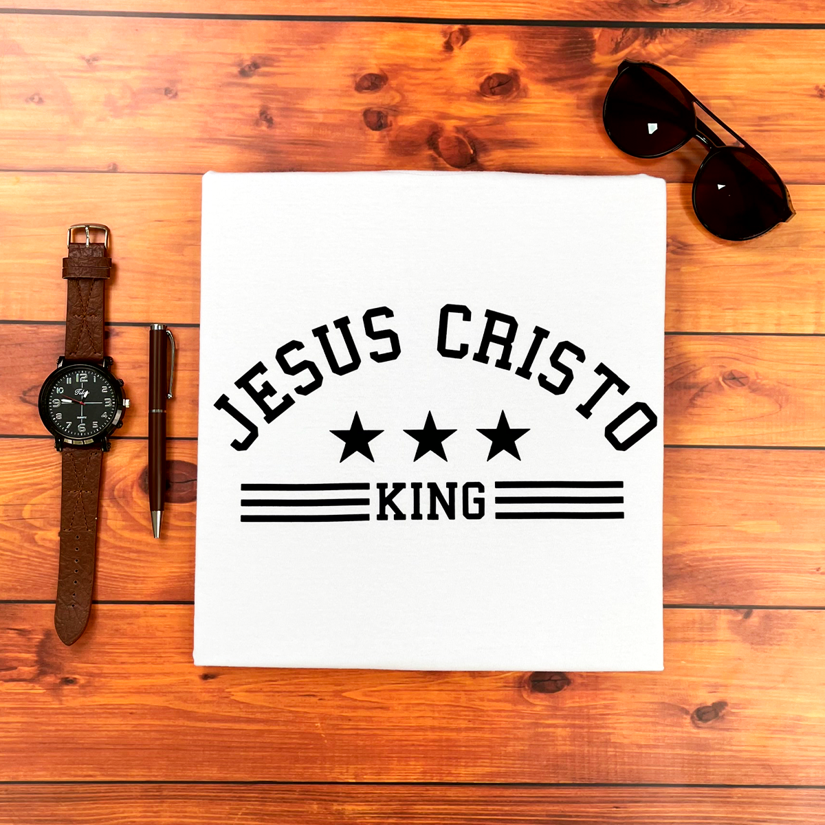 Camiseta Masculina Branca Jesus Cristo king
