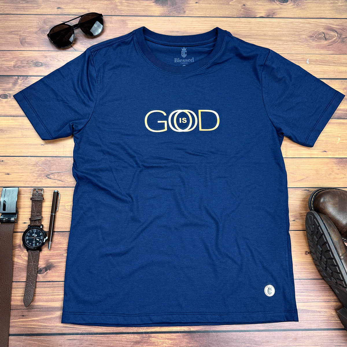 Camiseta Masculina Azul God is Good