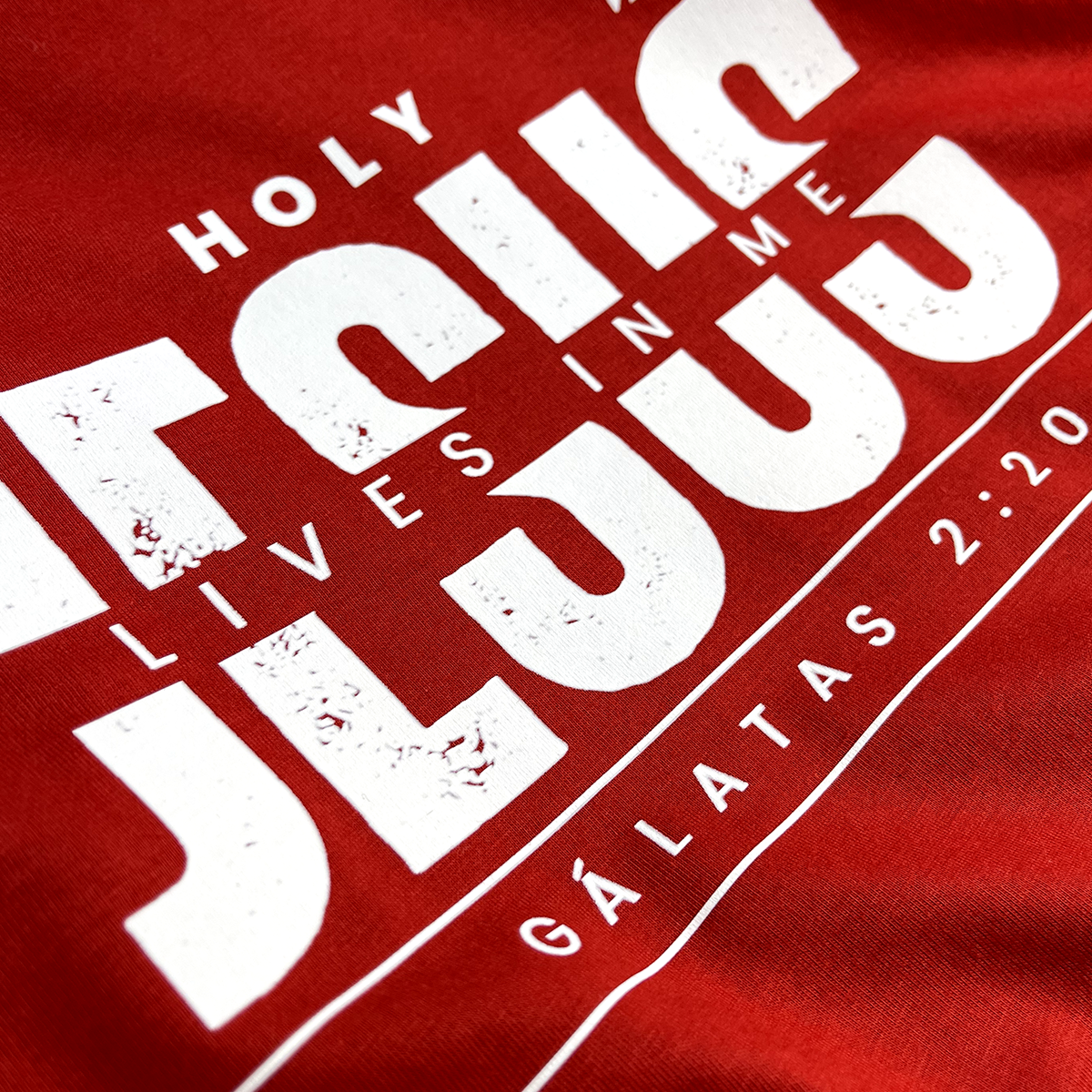 Camiseta Masculina Vermelha Holy Jesus Lives In