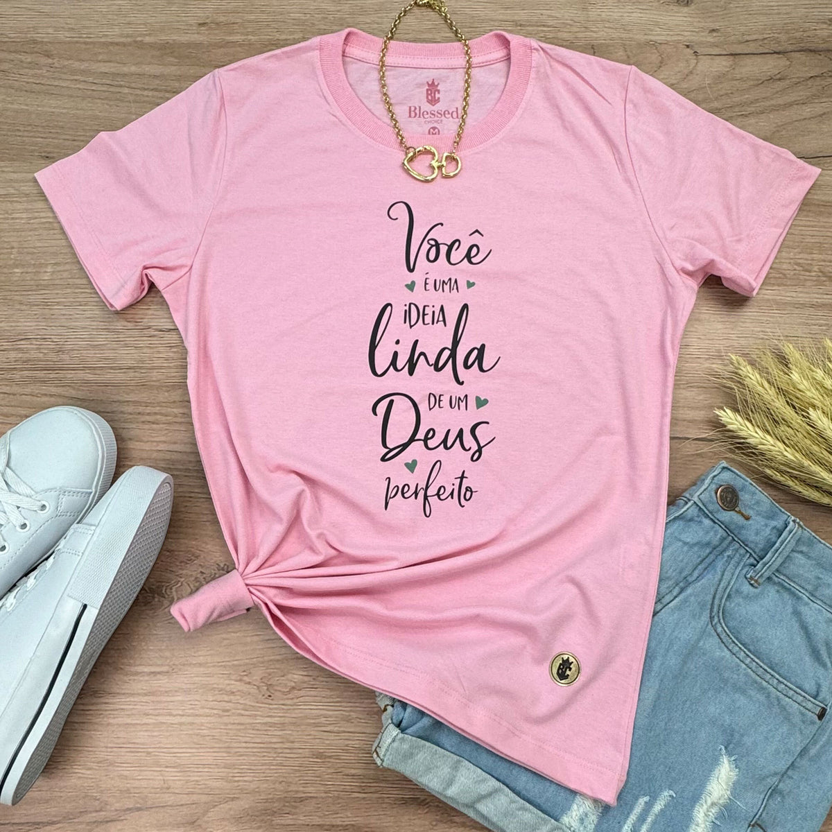 Camiseta Feminina Rosa Você é Uma Idéia Linda