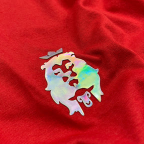 Camiseta Masculina Vermelha Cordeiro e Leão Holográfico